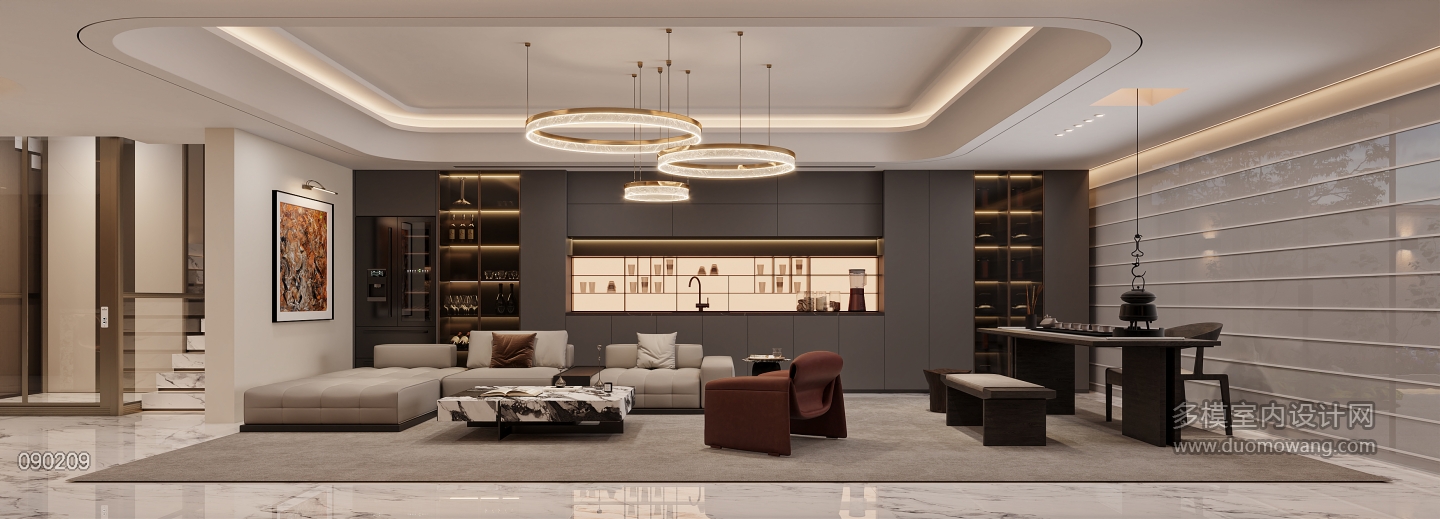 现代负一沙发背景特写