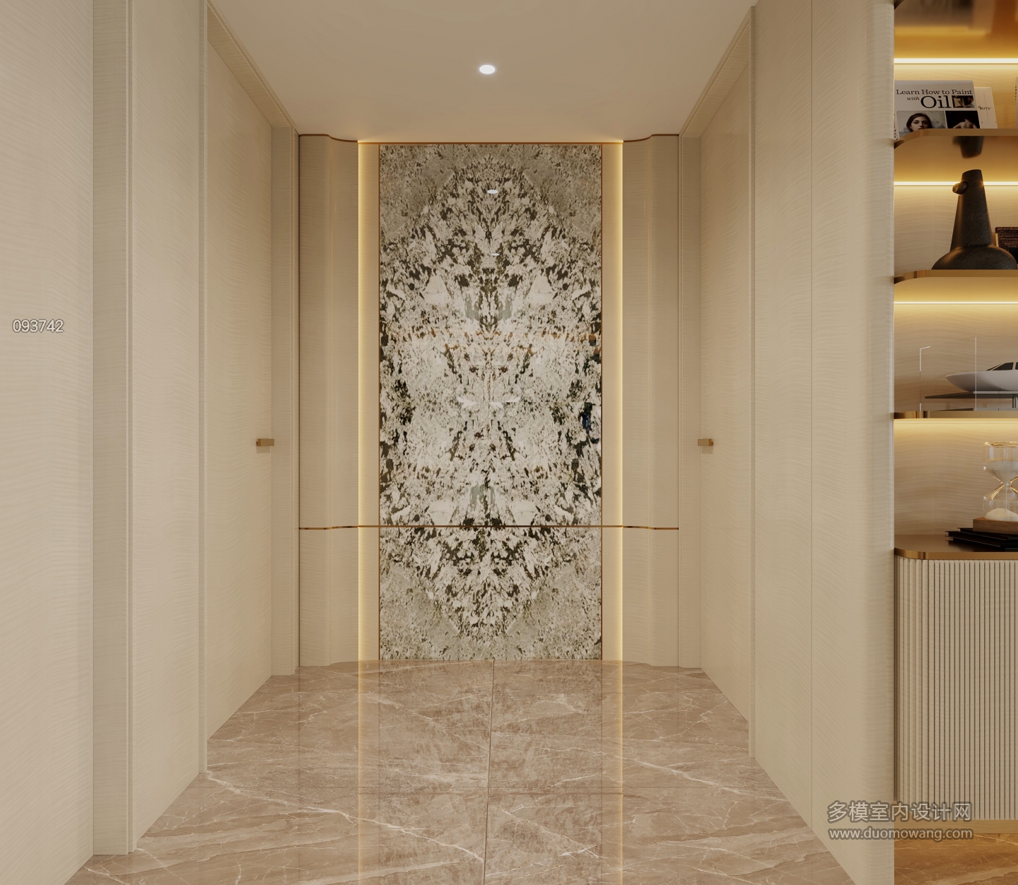 现代轻奢主卧玄关