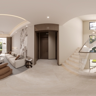 新中式二楼客厅全景