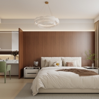 原木奶油主卧静态