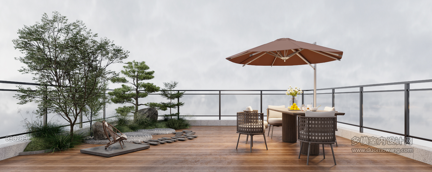 现代三层露台特写