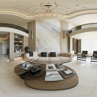 现代挑空客厅360