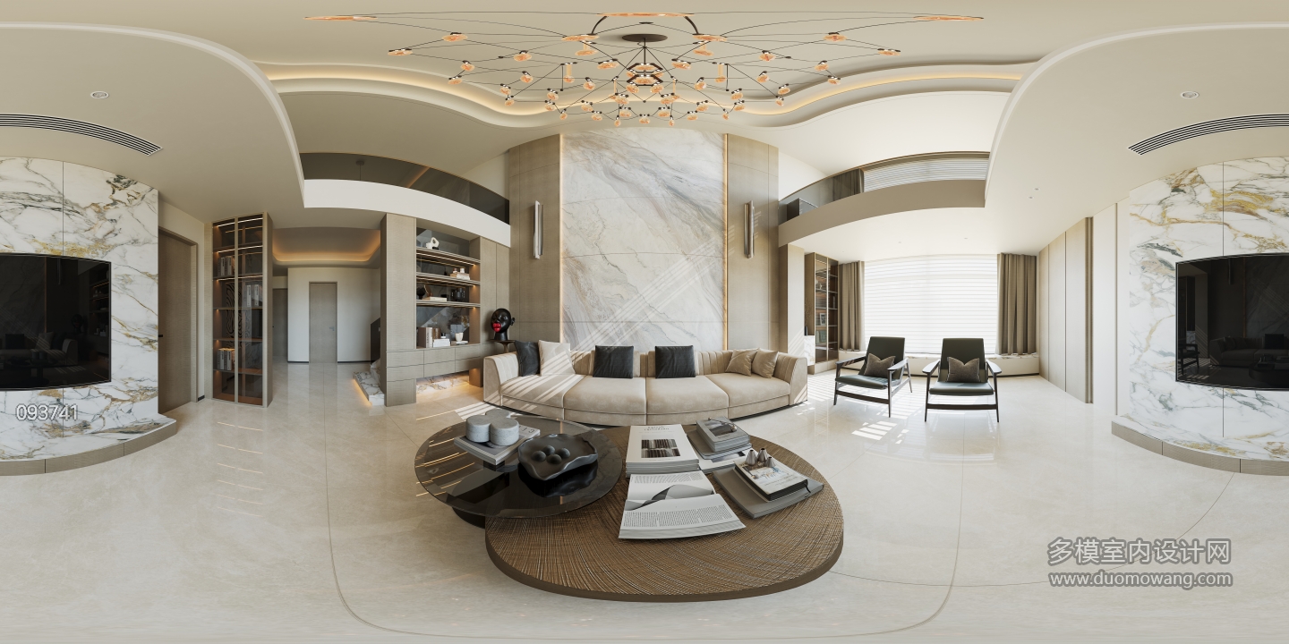 现代挑空客厅360