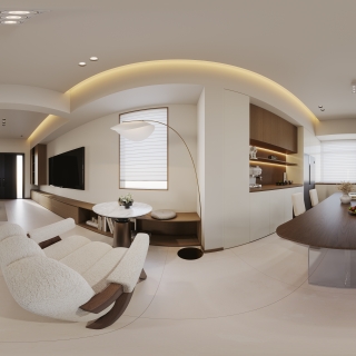 奶油中古一层餐厅全景