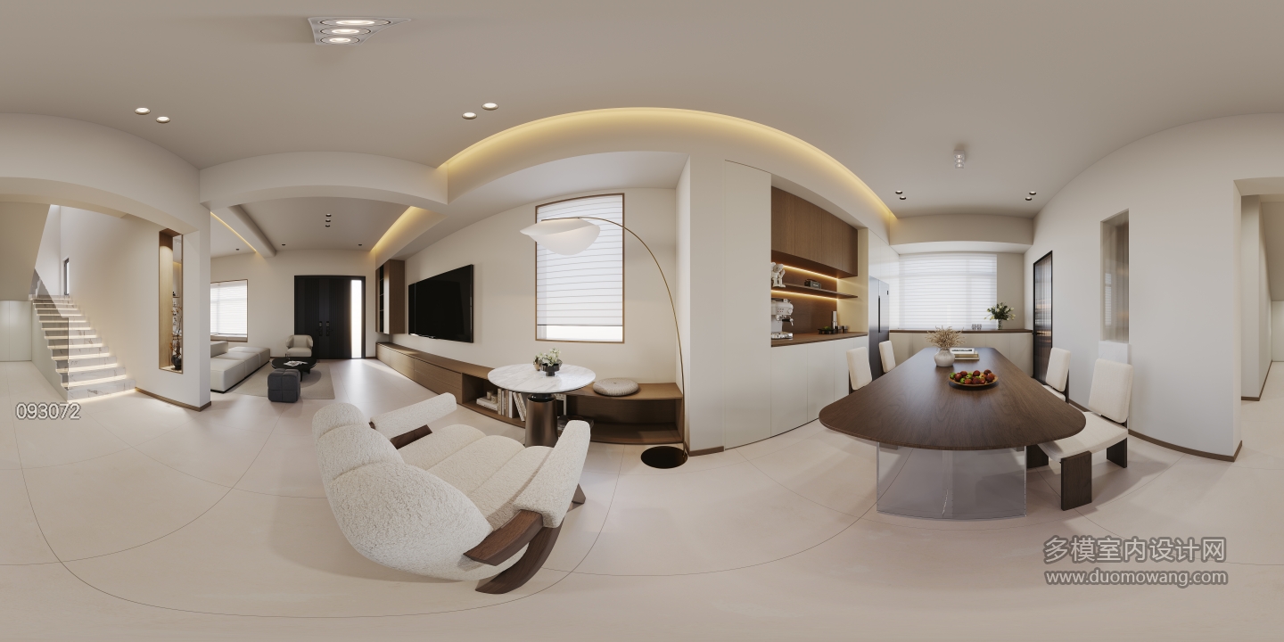 奶油中古一层餐厅全景