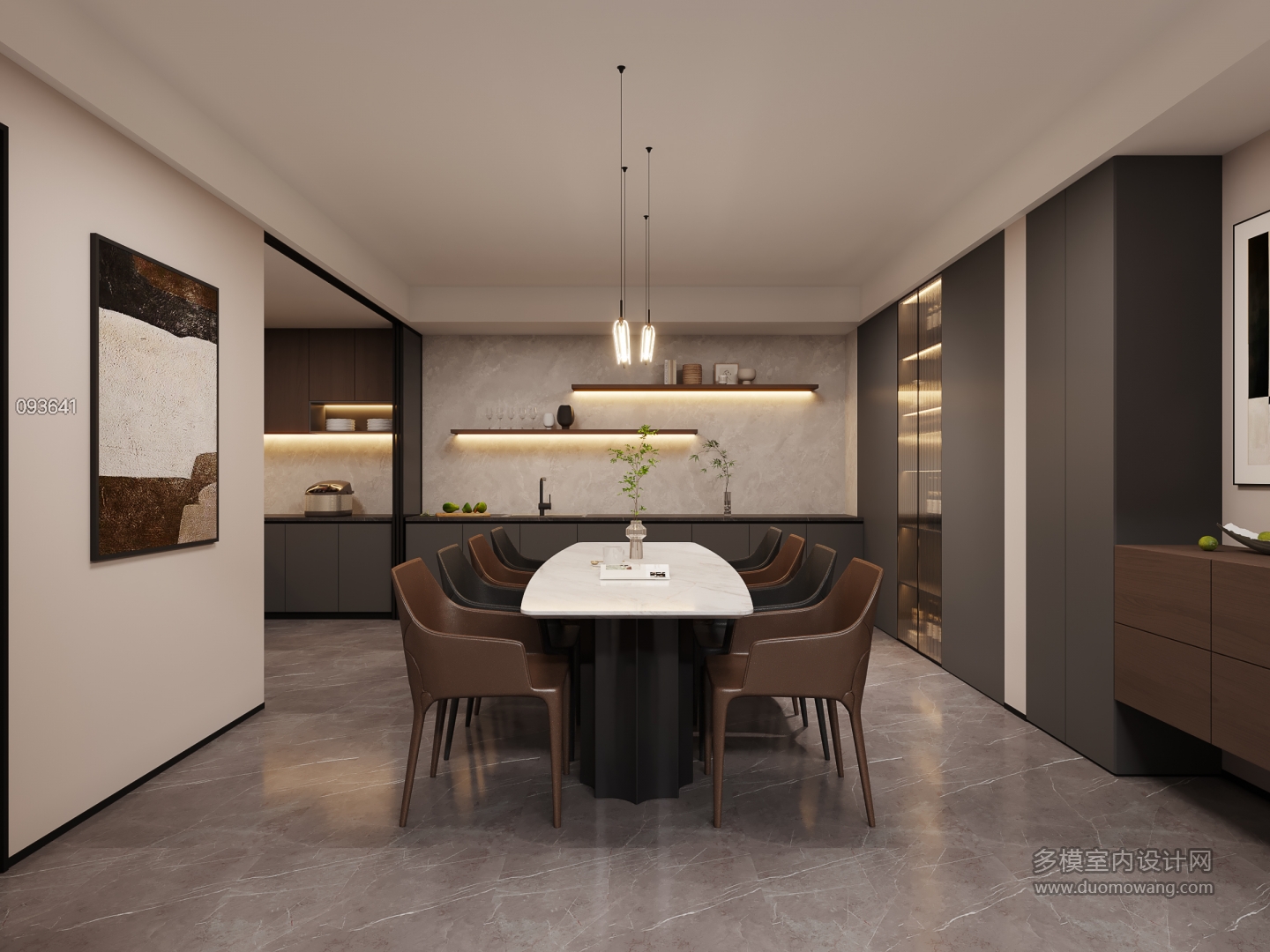 现代负二层餐厅特写