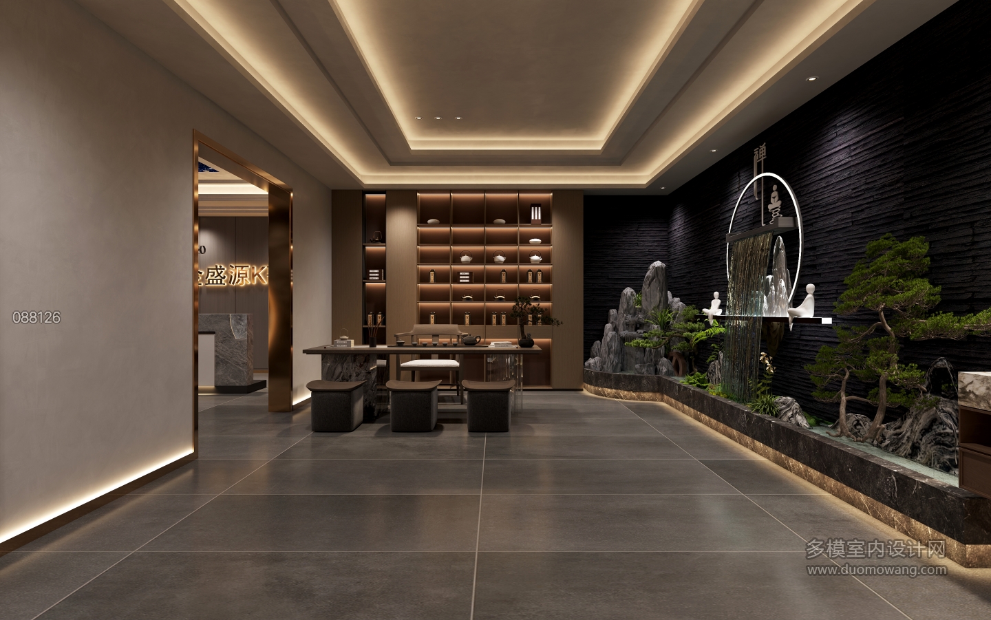 现代一楼大厅茶室特写