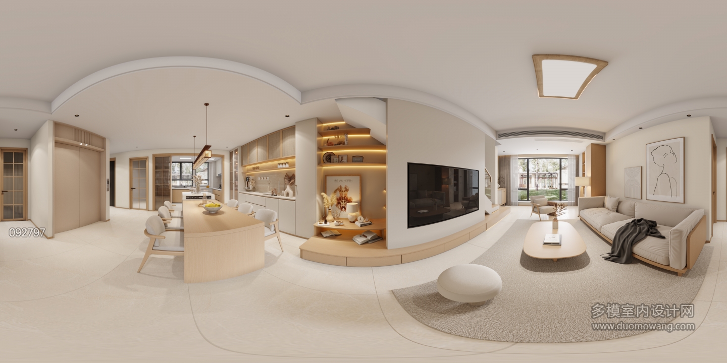 现代一楼客餐厅全景2