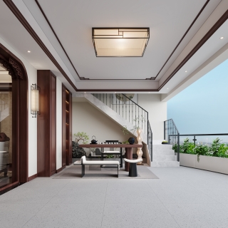 新中式茶室特写