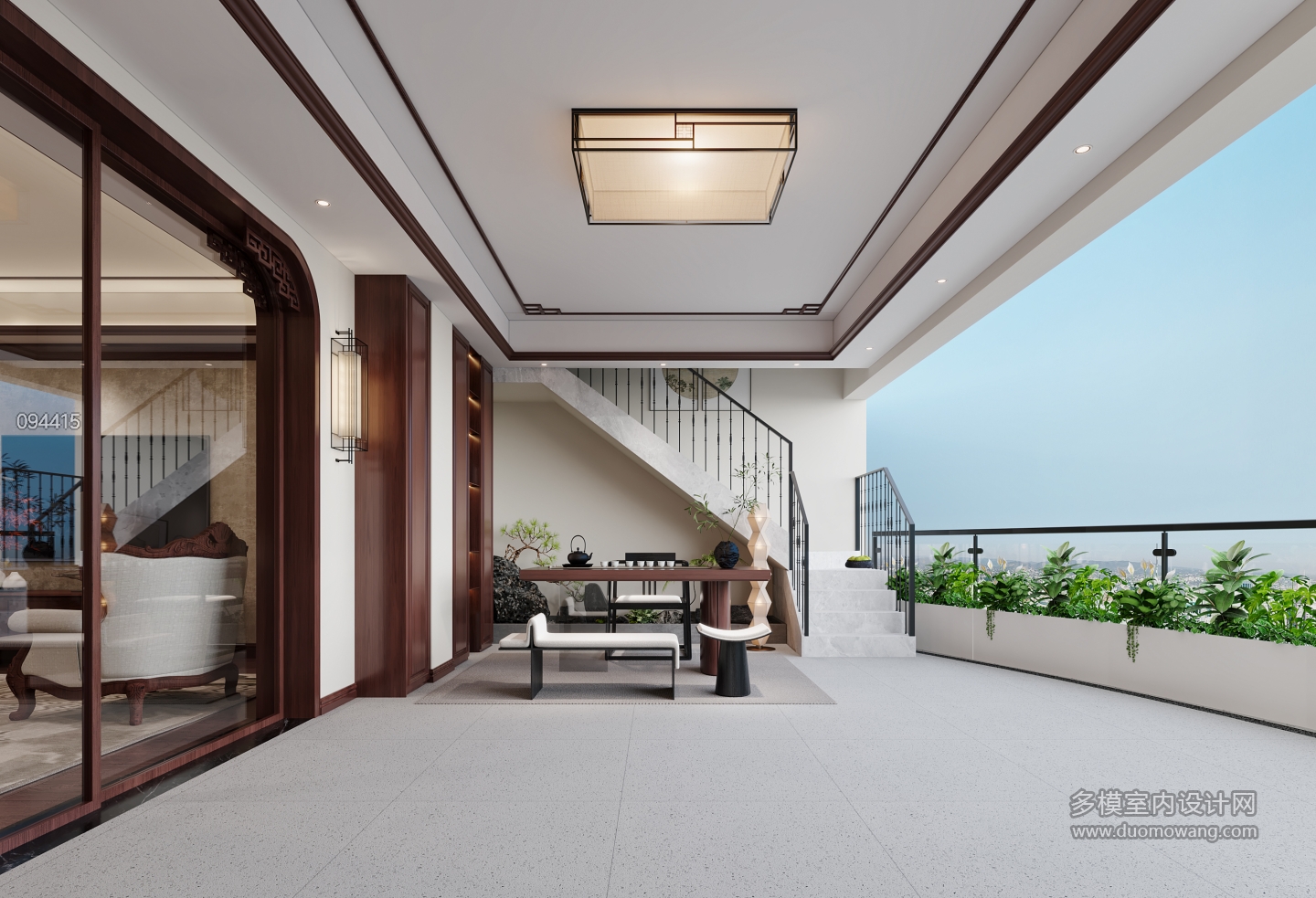 新中式茶室特写