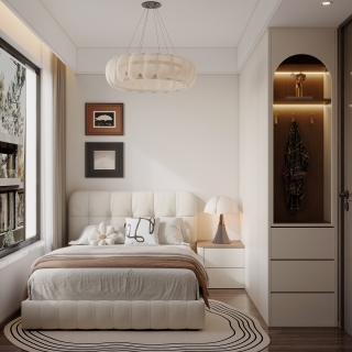 现代中古卧室特写