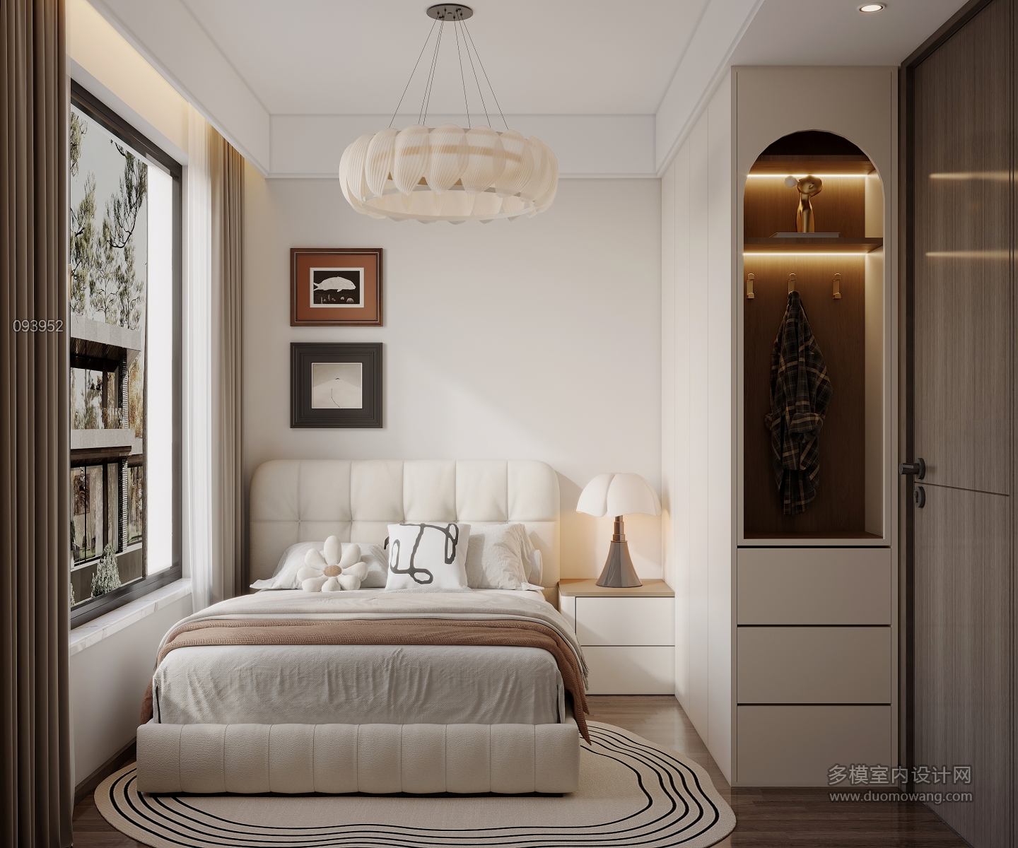 现代中古卧室特写