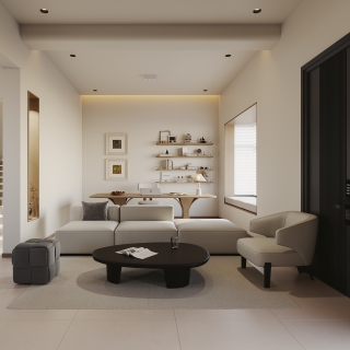 奶油中古一层客厅沙发背景墙