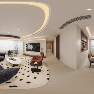 现代中古客餐厅全景