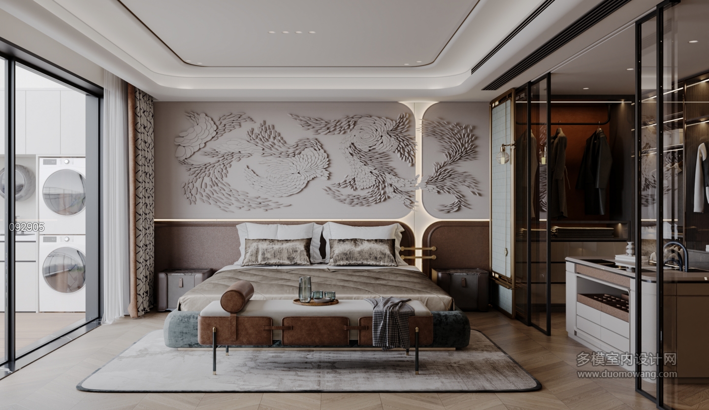现代主卧特写