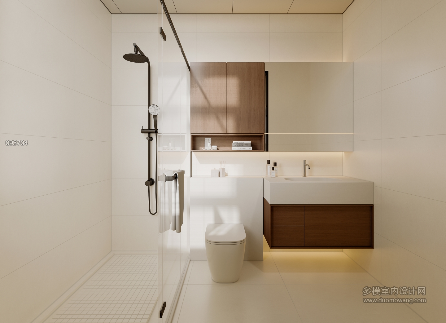 现代奶油二层公共卫生间