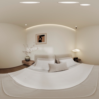 现代奶油一次卧室全景