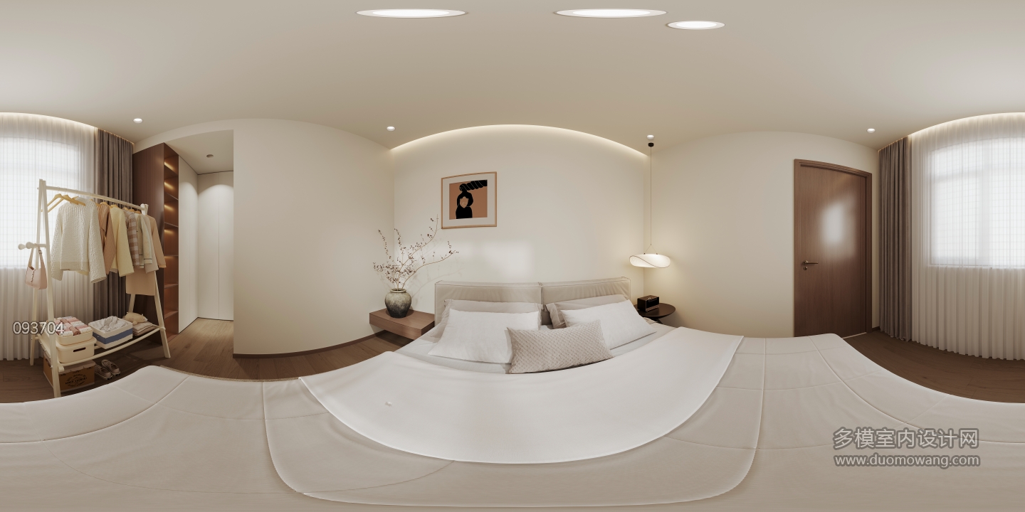现代奶油一次卧室全景