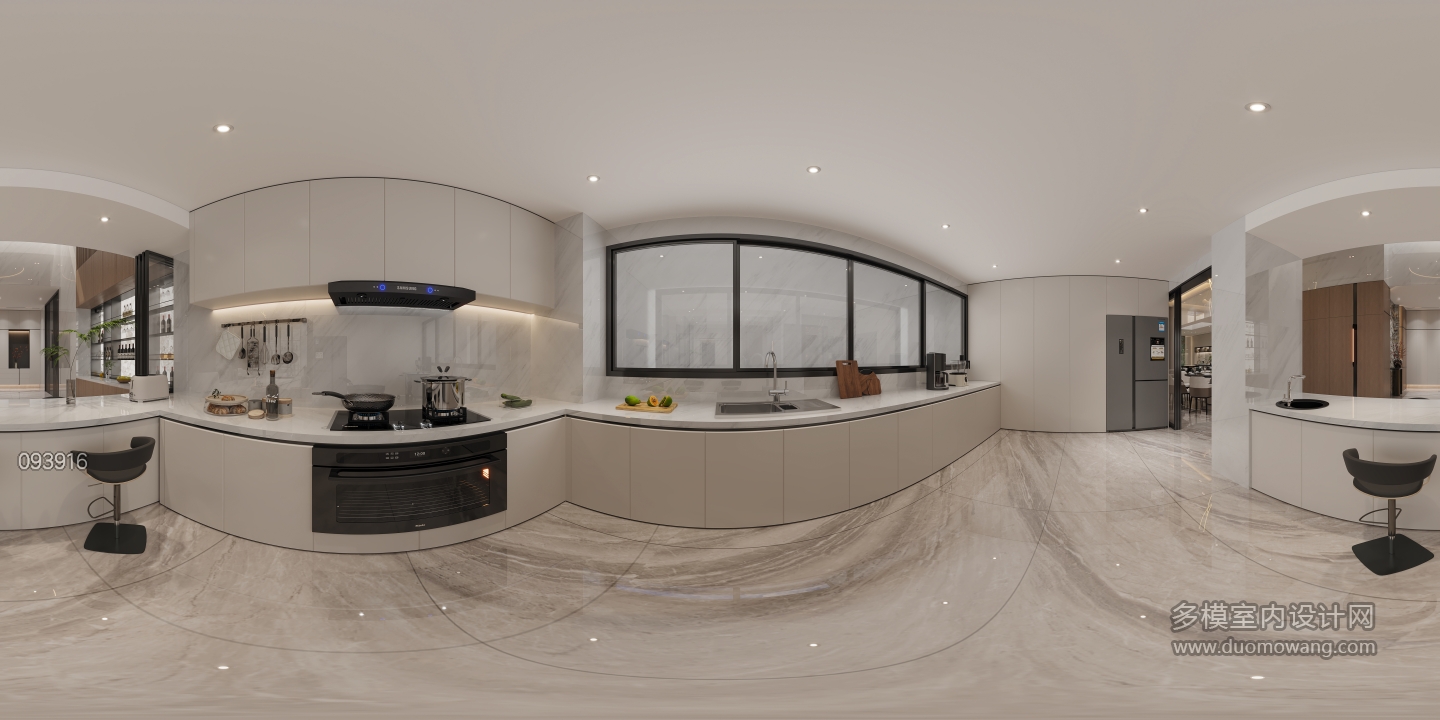 负二层厨房全景