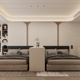 现代双床房特写1