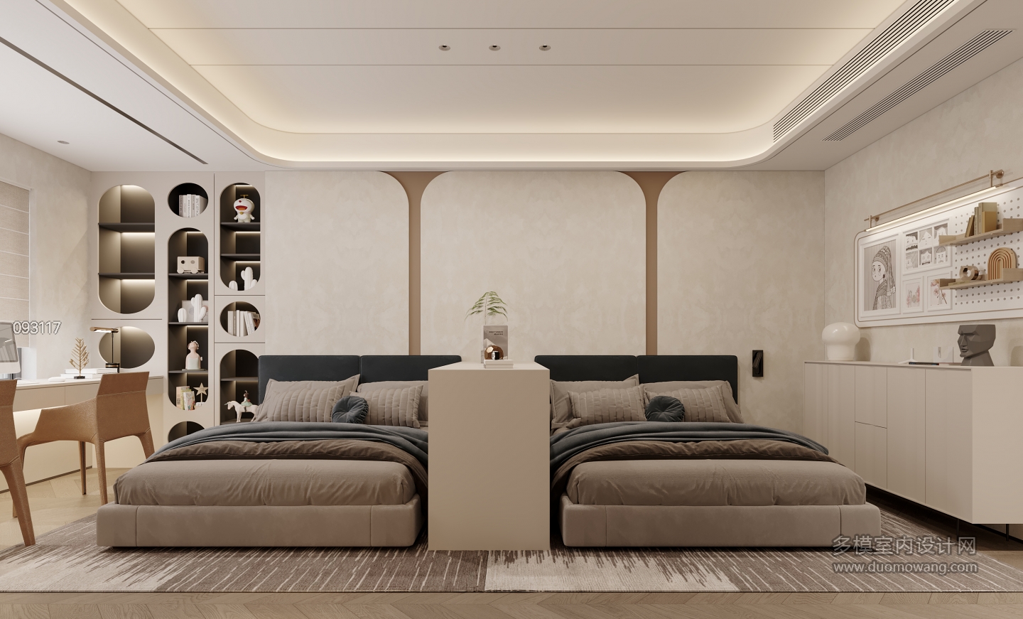 现代双床房特写1