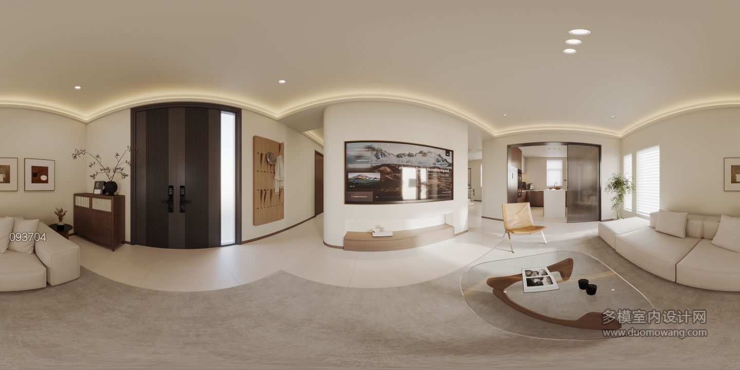 现代奶油一层客厅全景