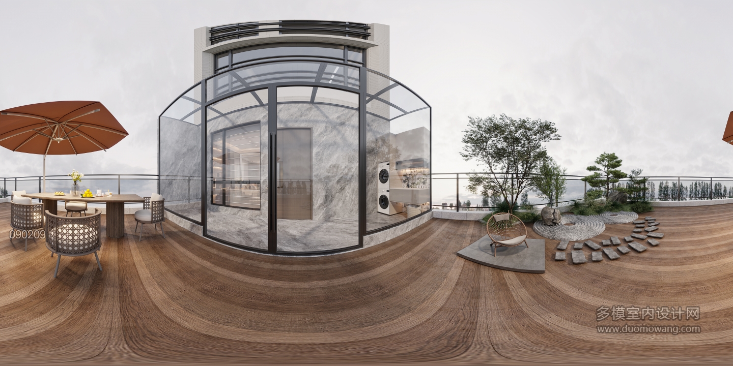 现代三层露台全景