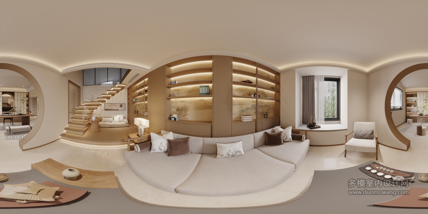 宋式二楼书房全景