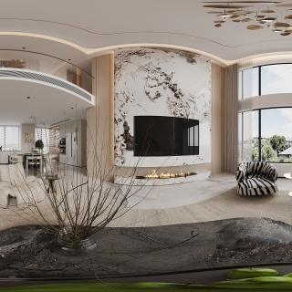 现代一楼客厅全景