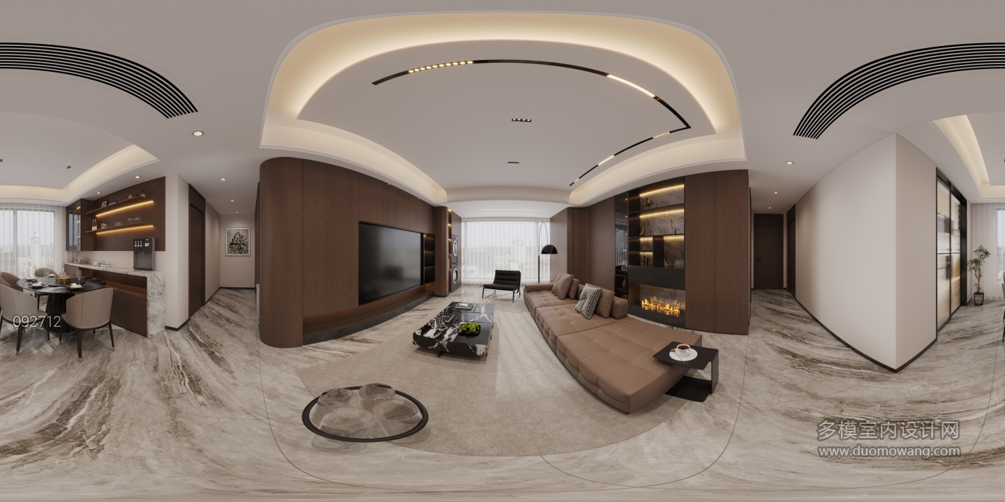 现代客餐厅全景地砖