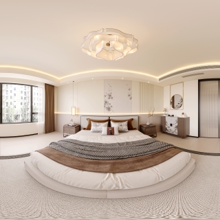 现代新中式主卧360