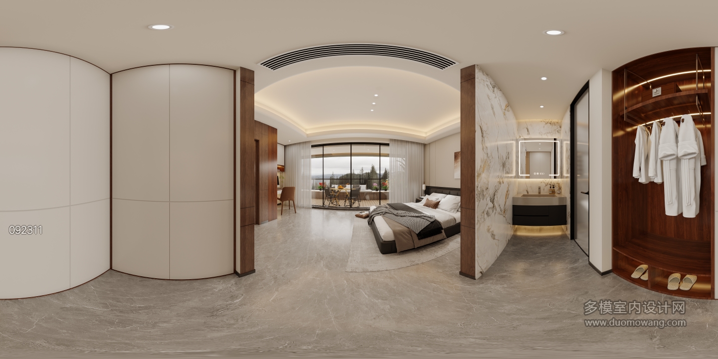现代四层主卧衣帽间全景
