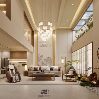 负二层宋代中式负二沙发背景特写