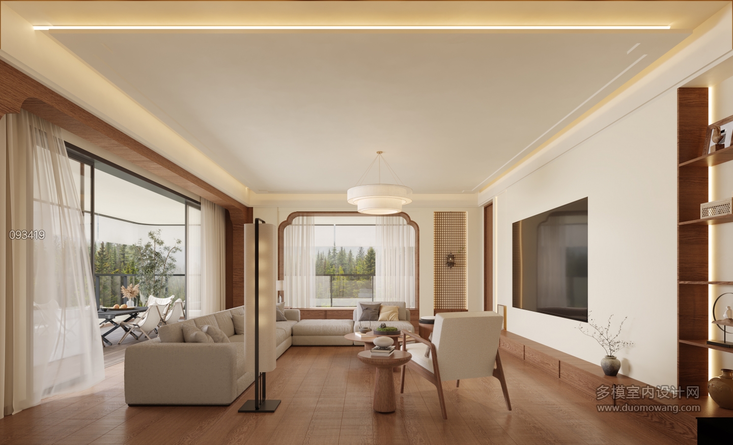 客餐厅+书房_阳台端景_0000