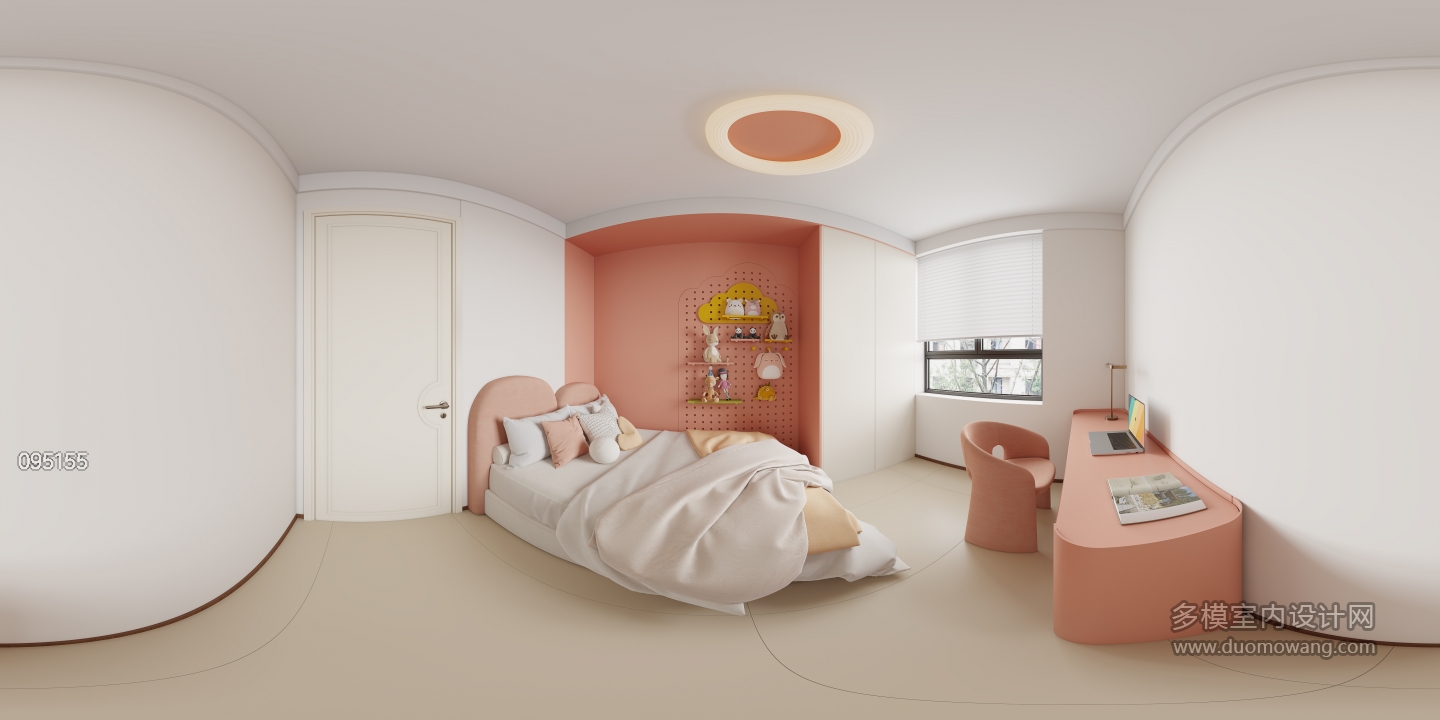 原木奶油风女孩房全景