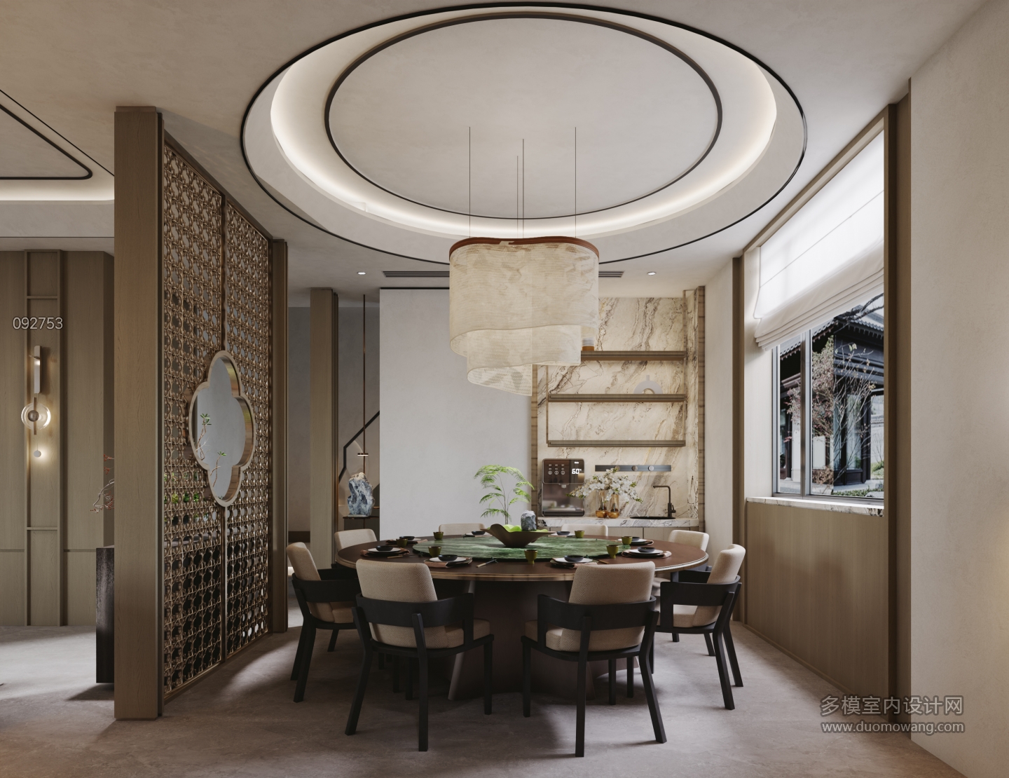 新中式1楼_餐边柜静态