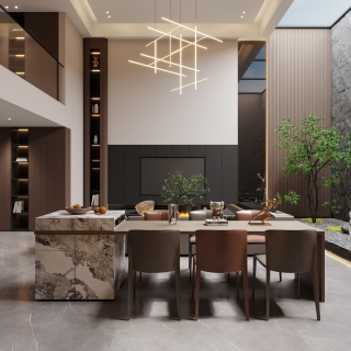 现代负二层客厅特写B