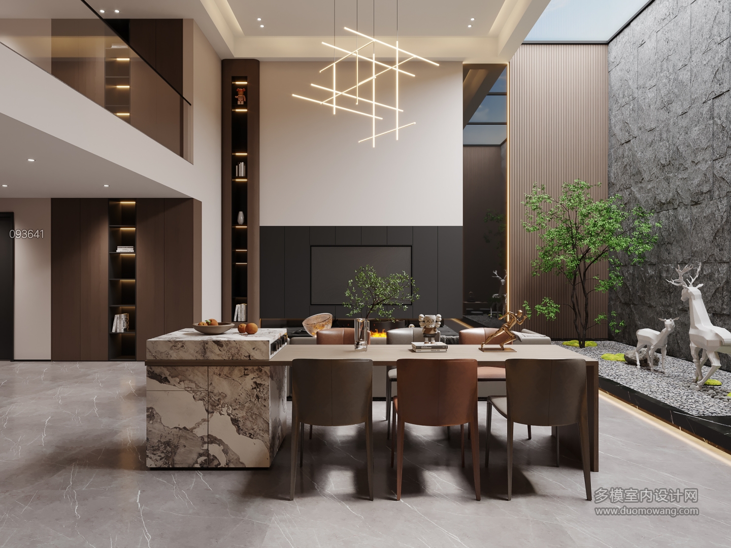 现代负二层客厅特写B