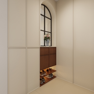 原木奶油玄关静态