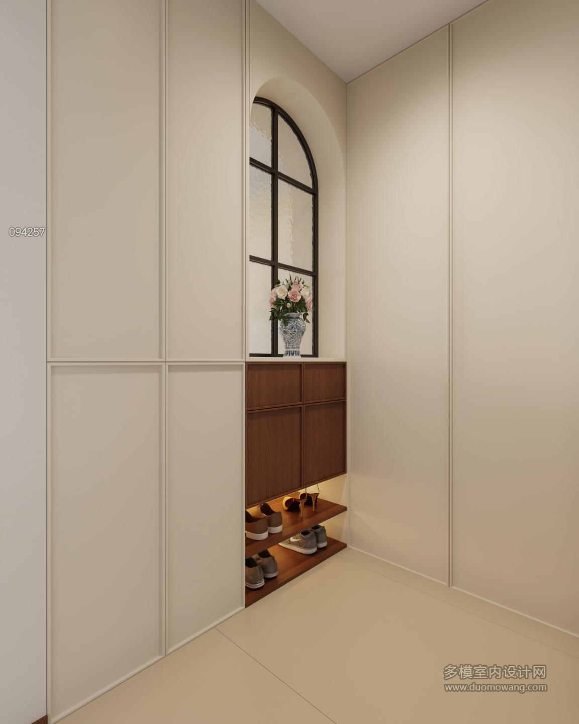 原木奶油玄关静态