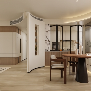 现代奶油餐厅特写