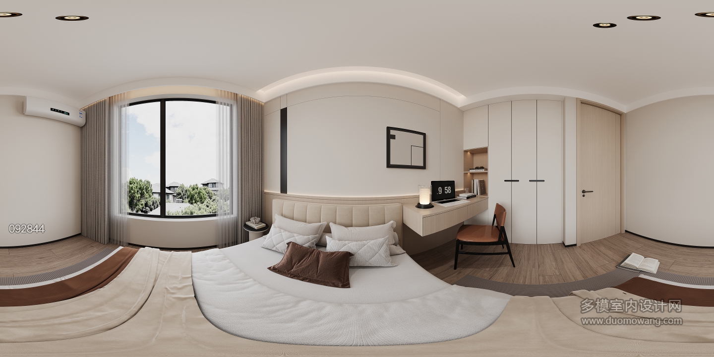 现代二楼卧室3全景