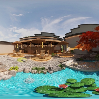 侘寂餐厅全景庭院 (1)