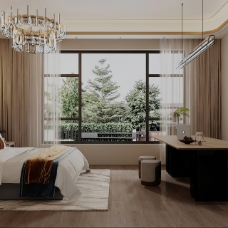 现代轻奢二楼主卧静态