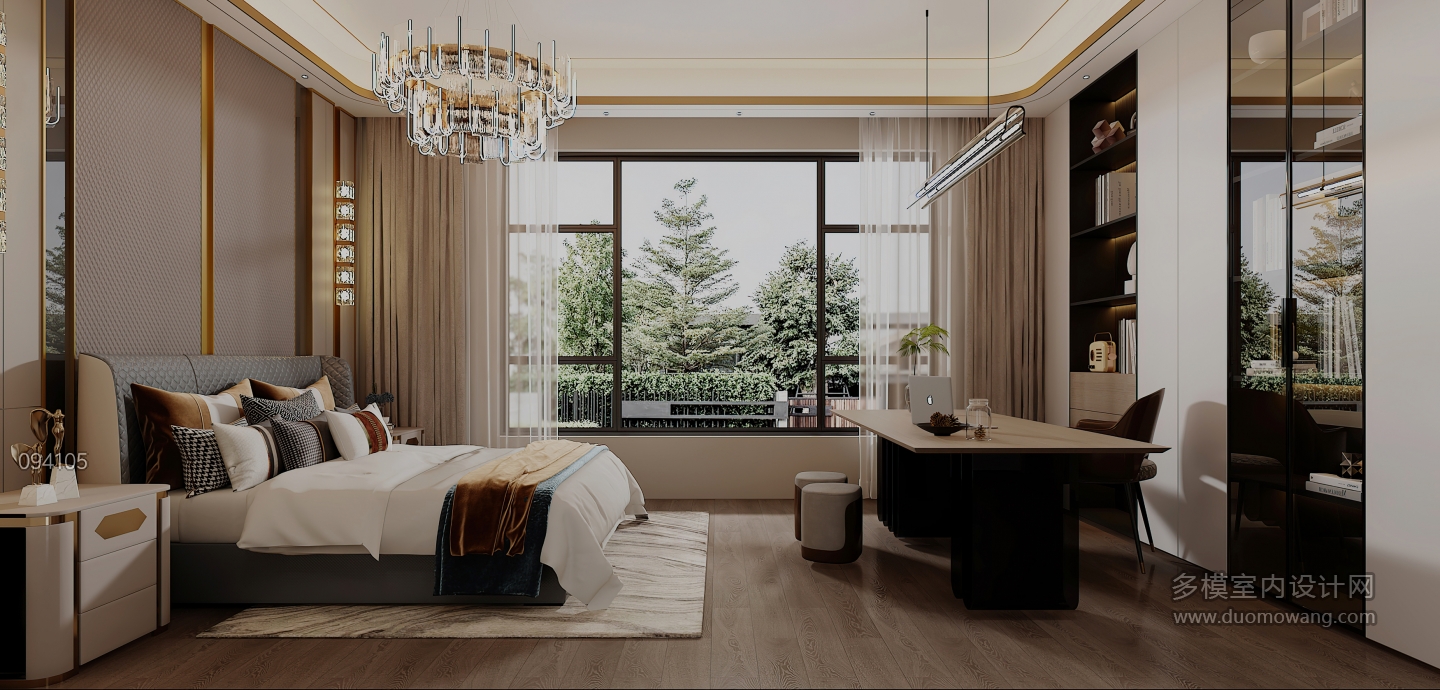 现代轻奢二楼主卧静态