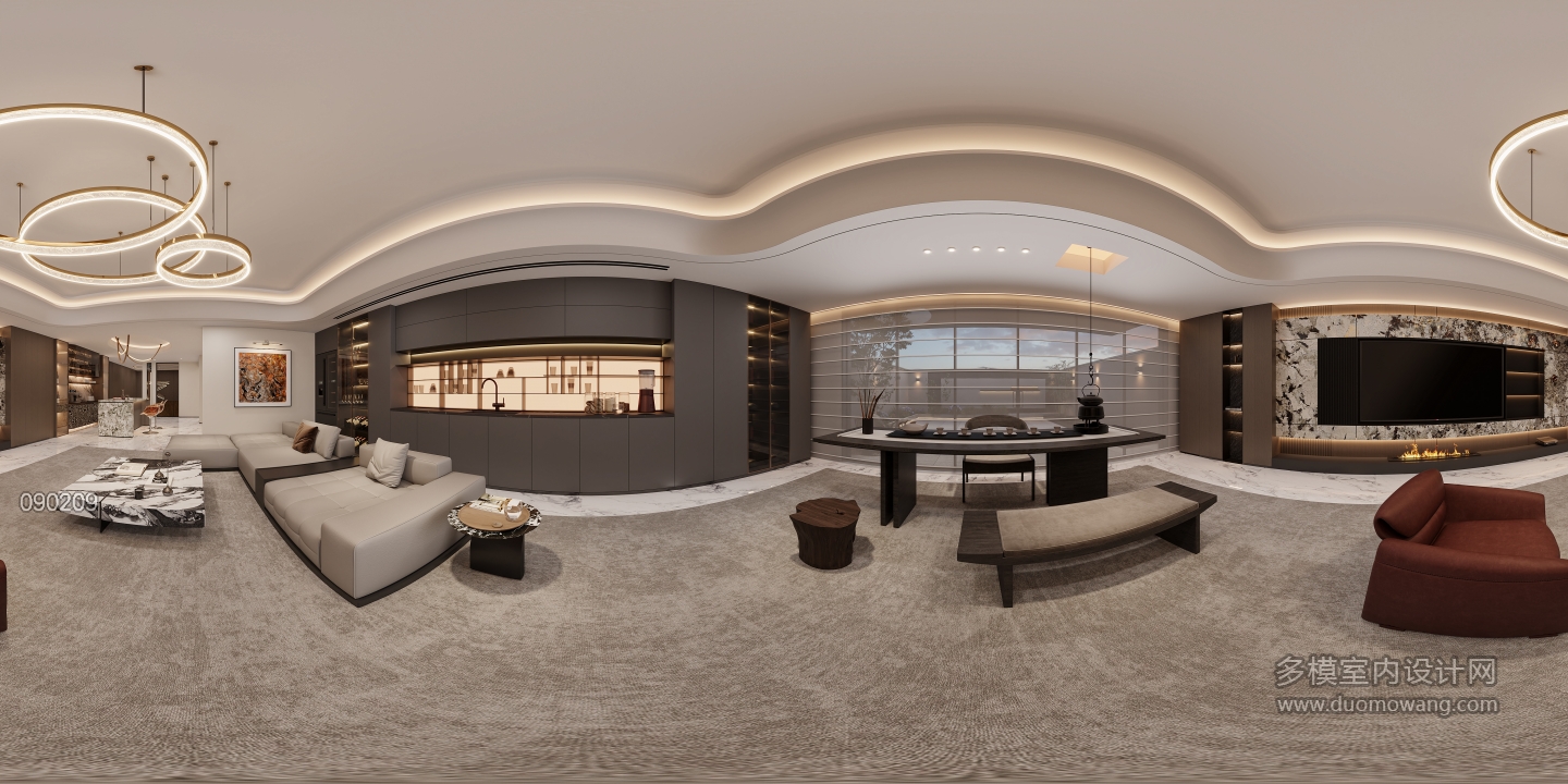 现代负一客厅全景