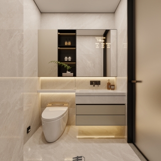 负二层宋代中式卫生间特写