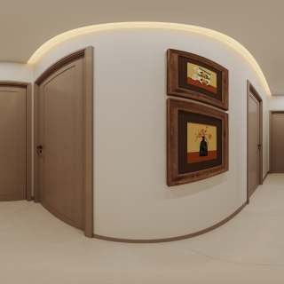 奶油中古二层走廊全景