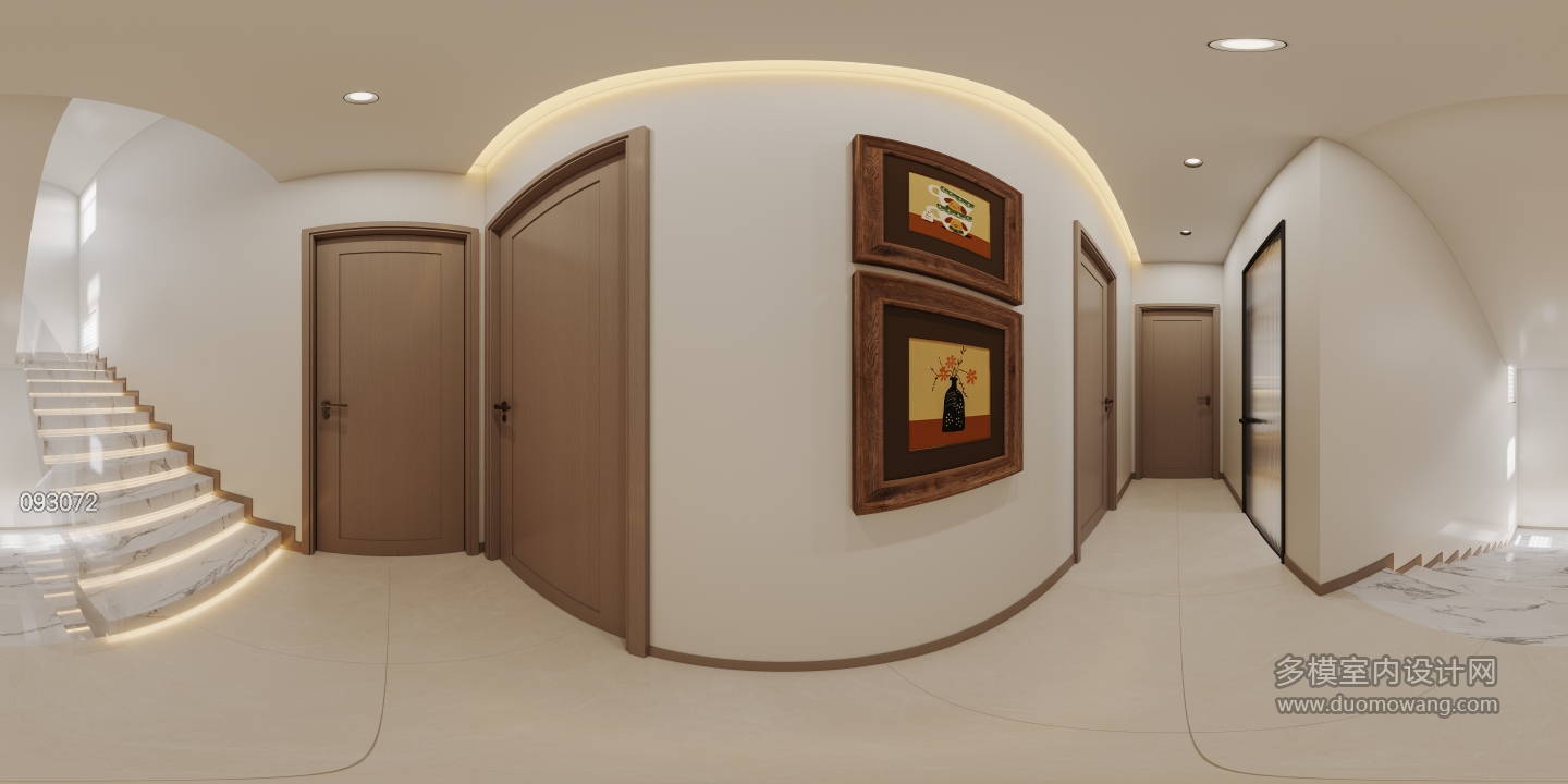 奶油中古二层走廊全景