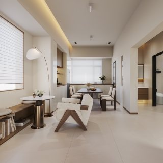 奶油中古一层餐厅